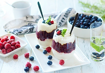 Curd dessert with seasonal berries