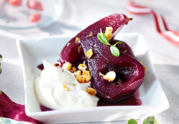 Wine-poached pears 